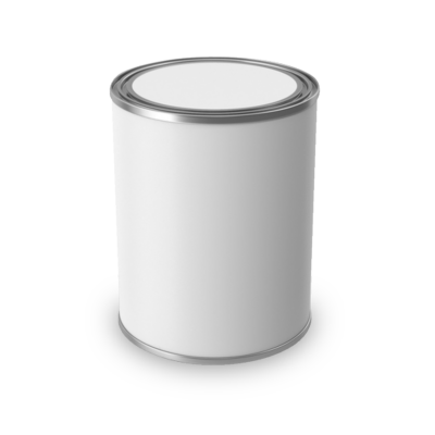 Färgburk med vit färg för täckmålning